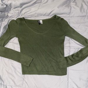 Olive V neck long sleeve